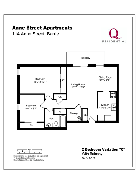 Floor plan for 2 beds, 1 bath